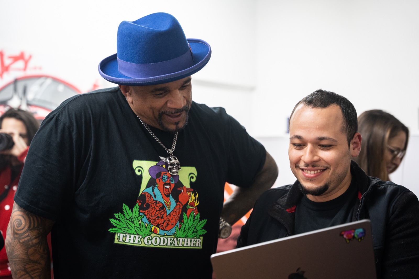 Chris working with a guest during a live production